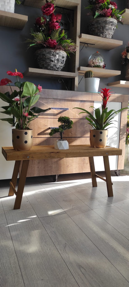 Doğal Ahşap Çiçek Standı - İç Mekan Bitki Standı - Salon ve Balkon Dekorasyonu